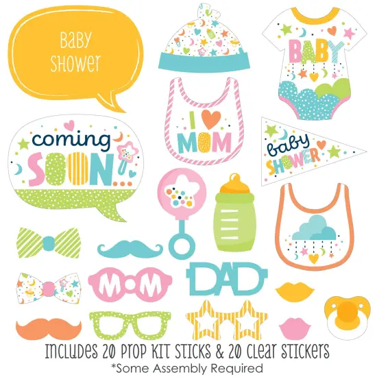 Big Dot of Happiness Colorful Baby Shower - Gender Neutral Party Photo Booth Props Kit - 20 Count {3}