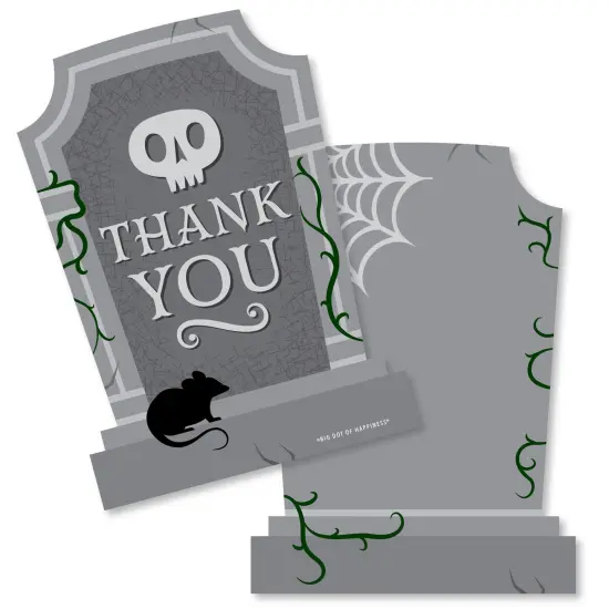 Big Dot of Happiness Creepy Cemetery - Shaped Thank You Cards - Spooky Halloween Tombstone Party Thank You Note Cards with Envelopes - Set of 12 {1}