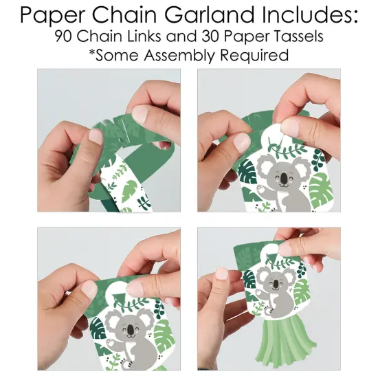Big Dot of Happiness Koala Cutie - 90 Chain Links and 30 Paper Tassels Decoration Kit - Bear Birthday Party and Baby Shower Paper Chains Garland 21' {6}