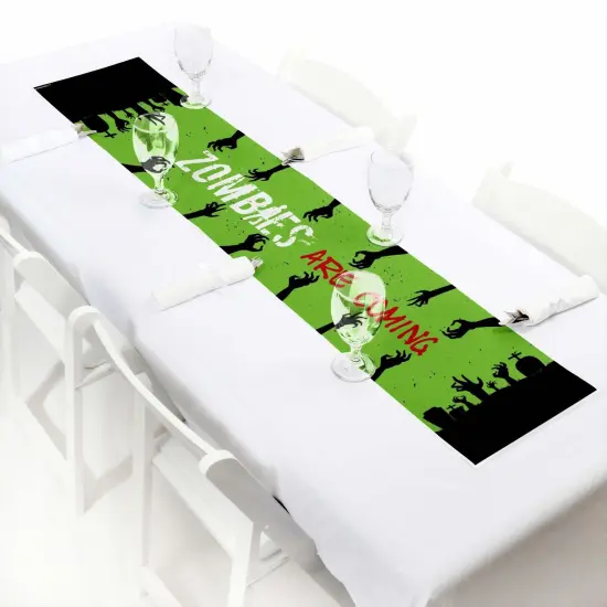 Big Dot of Happiness Zombie Zone - Petite Halloween or Birthday Zombie Crawl Party Paper Table Runner - 12 x 60 inches {1}