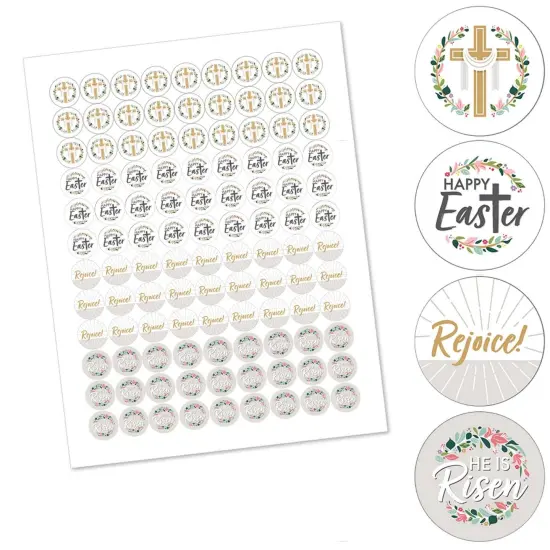 Big Dot of Happiness Religious Easter - Christian Holiday Party Round Candy Sticker Favors - Labels Fits Chocolate Candy (1 sheet of 108) {3}