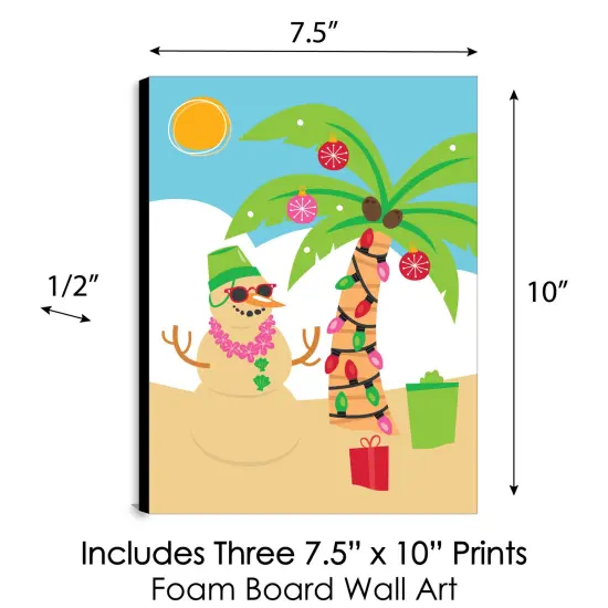Big Dot of Happiness Tropical Christmas - Beach Santa Holiday Wall Art Room Decor - 7.5 x 10 inches - Set of 3 Prints {6}