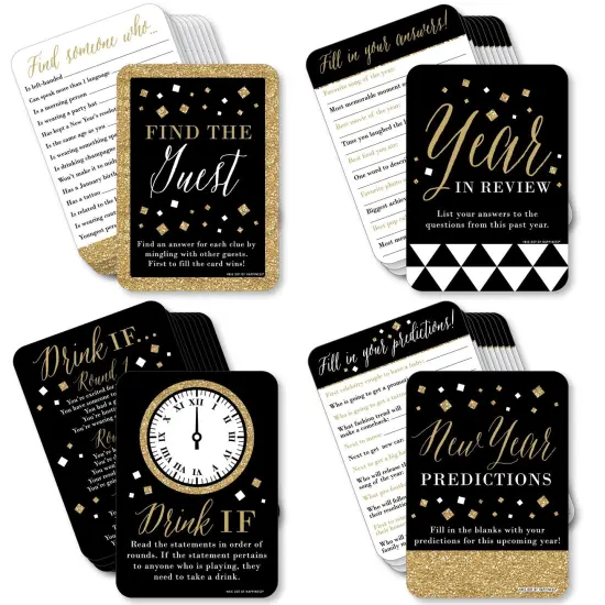Big Dot of Happiness New Year's Eve - Gold - 4 New Years Eve Party Games - 10 Cards Each - Gamerific Bundle {1}