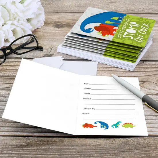 Big Dot of Happiness Roar Dinosaur - Fill In Dino Mite Baby Shower or Birthday Party Invitations (8 count) {6}