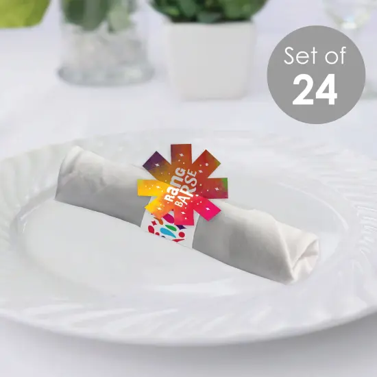 Big Dot of Happiness Holi Hai - Festival of Colors Party Paper Napkin Holder - Napkin Rings - Set of 24 {3}