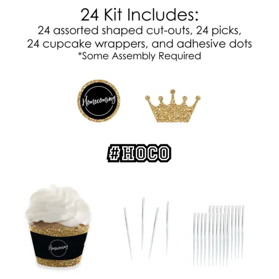 Big Dot of Happiness Hoco Dance - Cupcake Decoration - Homecoming Cupcake Wrappers and Treat Picks Kit - Set of 24 {6}