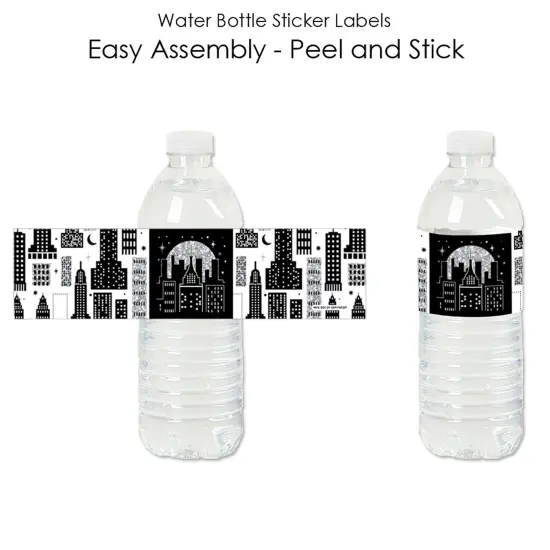 Big Dot of Happiness Nighttime City Skyline - New York Party Water Bottle Sticker Labels - Set of 20 {3}