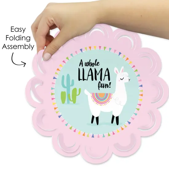 Big Dot of Happiness Whole Llama Fun - Llama Fiesta Baby Shower or Birthday Party Round Table Decorations - Paper Chargers - Place Setting For 12 {6}