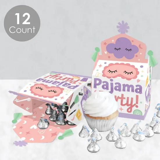 Big Dot of Happiness Pajama Slumber Party - Treat Box Party Favors - Girls Sleepover Birthday Party Goodie Gable Boxes - Set of 12 {4}
