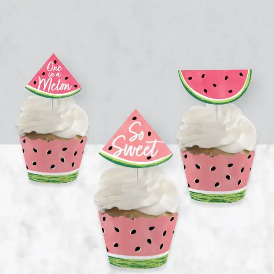Big Dot of Happiness Sweet Watermelon - Cupcake Decoration - Fruit Party Cupcake Wrappers and Treat Picks Kit - Set of 24 {4}