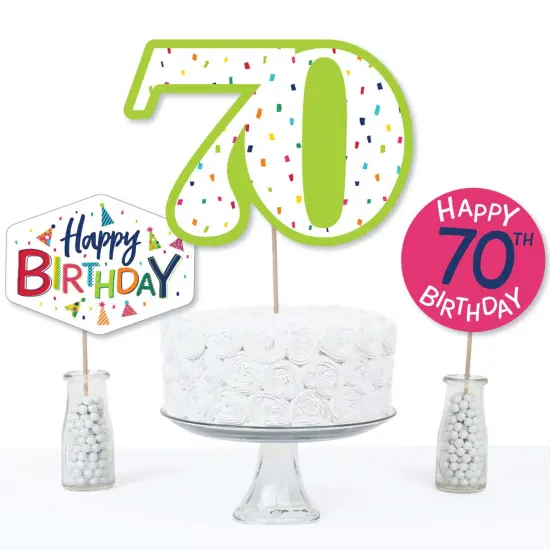 Big Dot of Happiness 70th Birthday - Cheerful Happy Birthday - Colorful Seventieth Birthday Party Centerpiece Sticks - Table Toppers - Set of 15 {4}