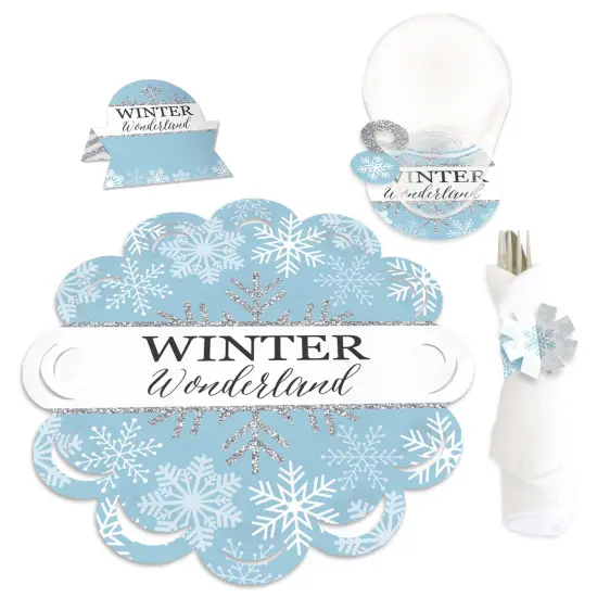 Big Dot of Happiness Winter Wonderland - Snowflake Holiday Party and Winter Wedding Paper Charger and Table Decorations Chargerific Kit for 8 {1}