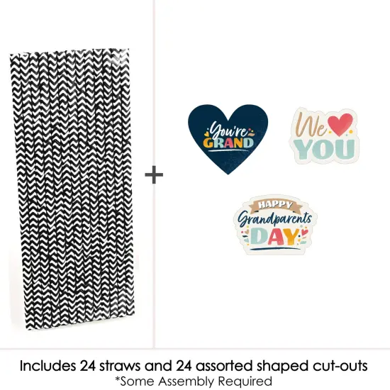 Big Dot of Happiness Happy Grandparents Day - Paper Straw Decor - Grandma & Grandpa Party Striped Decorative Straws - Set of 24 {4}
