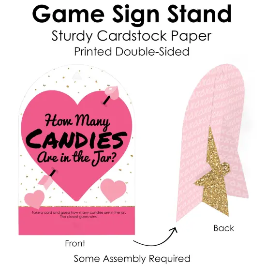 Big Dot of Happiness Be My Galentine - How Many Candies Galentine's & Valentine's Day Party Game - 1 Stand and 40 Cards - Candy Guessing Game {6}