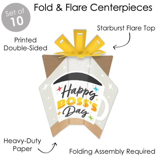 Big Dot of Happiness Happy Boss&rsquo;s Day - Table Decorations - Best Boss Ever Fold and Flare Centerpieces - 10 Count {6}