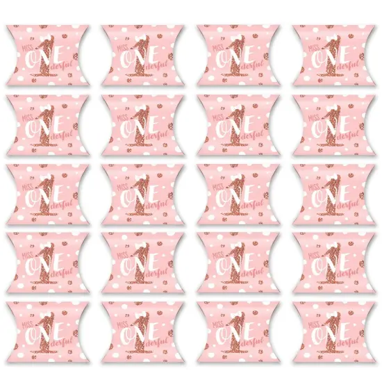 Big Dot of Happiness 1st Birthday Little Miss Onederful - Favor Gift Boxes - Girl First Birthday Party Petite Pillow Boxes - Set of 20 {6}