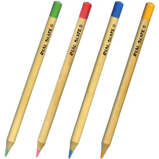Pepperell Real Slate Chalk Pencils 5/Pkg W/Sharpener-Assorted Colors {2}
