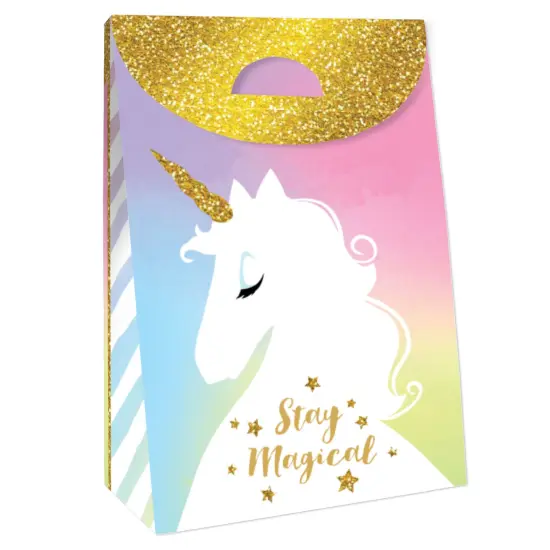 Big Dot of Happiness Rainbow Unicorn - Magical Unicorn Baby Shower or Birthday Gift Favor Bags - Party Goodie Boxes - Set of 12 {4}
