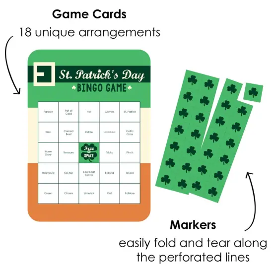 Big Dot of Happiness St. Patrick's Day - Bar Bingo Cards and Markers - Saint Paddy's Day Party Bingo Game - Set of 18 {3}