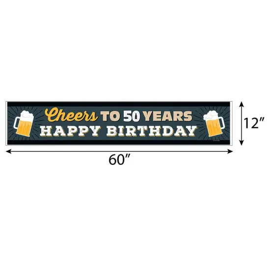 Big Dot of Happiness Cheers and Beers to 50 Years - Happy 50th Birthday Decorations Party Banner {3}