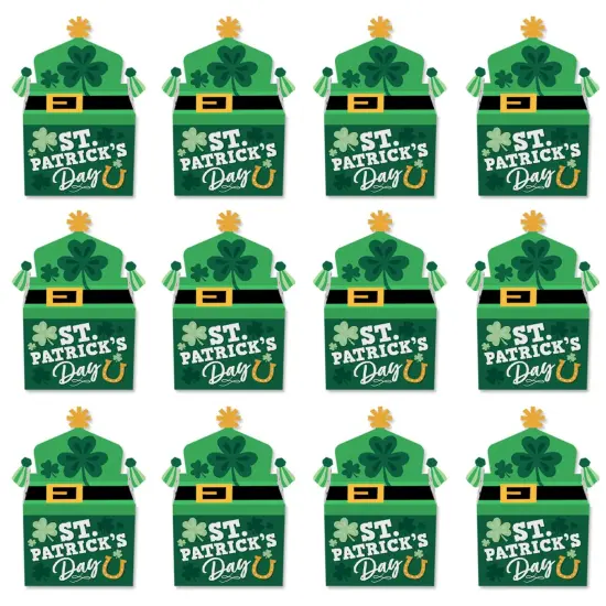 Big Dot of Happiness Shamrock St. Patrick's Day - Treat Box Party Favors - Saint Paddy's Day Party Goodie Gable Boxes - Set of 12 {6}