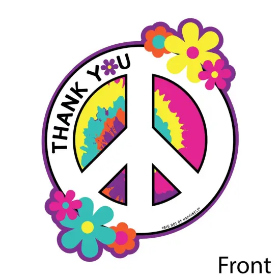 Big Dot of Happiness 60's Hippie - Shaped Thank You Cards - 1960s Groovy Party Thank You Note Cards with Envelopes - Set of 12 {4}