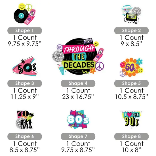 Big Dot of Happiness Through the Decades - Yard Sign and Outdoor Lawn Decorations - 50s, 60s, 70s, 80s, and 90s Party Yard Signs - Set of 8 {7}