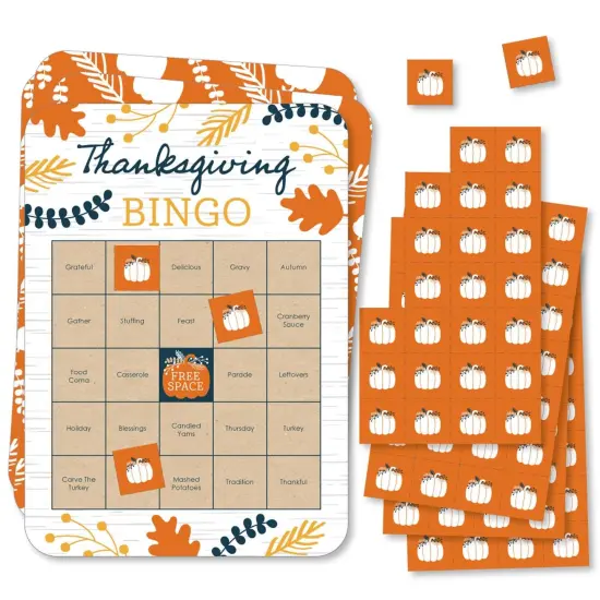 Big Dot of Happiness Happy Thanksgiving - Bingo Cards and Markers - Fall Harvest Party Bingo Game - Set of 18 {1}
