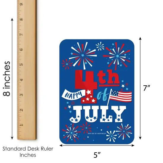 Big Dot of Happiness Firecracker 4th of July - Bar Bingo Cards and Markers -Party Shaped Bingo Game - Set of 18 {6}