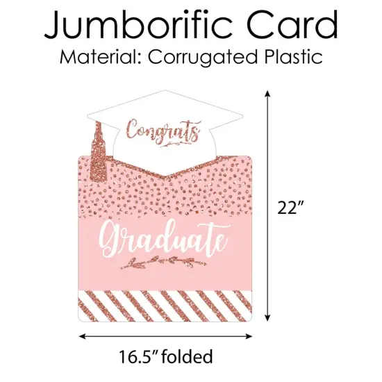 Big Dot of Happiness Rose Gold Grad - Graduation Congratulations Giant Greeting Card - Big Shaped Jumborific Card {6}