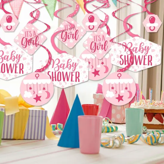 Big Dot of Happiness It's a Girl - Pink Baby Shower Hanging Decor - Party Decoration Swirls - Set of 40 {3}