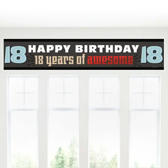 Big Dot of Happiness Boy 18th Birthday - Happy Birthday Eighteenth Decorations Party Banner {6}
