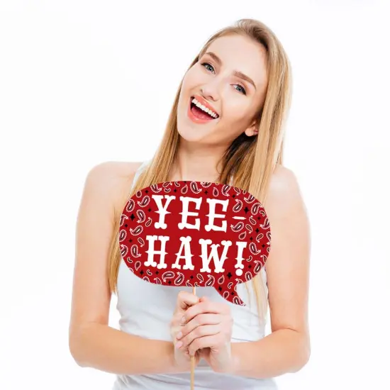 Big Dot of Happiness Funny Western Hoedown - Wild West Cowboy Party Photo Booth Props Kit - 10 Piece {3}