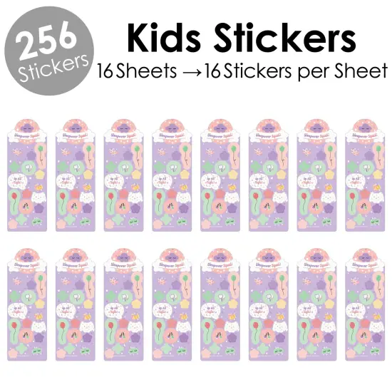 Big Dot of Happiness Pajama Slumber Party - Girls Sleepover Birthday Party Favor Kids Stickers - 16 Sheets - 256 Stickers {3}