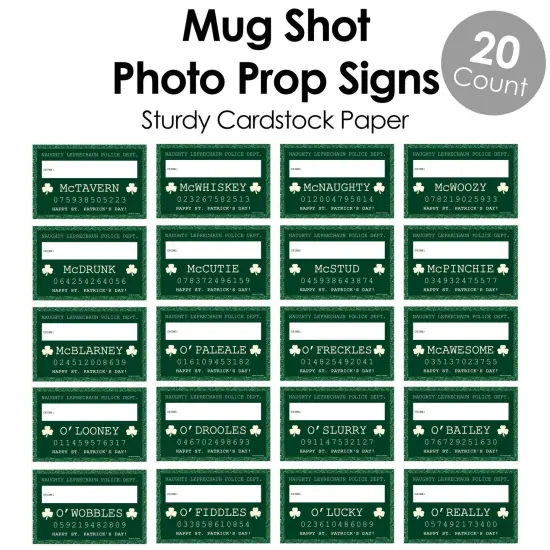 Big Dot of Happiness St. Patrick's Day Party Mug Shots - Photo Booth Props Saint Paddy's Day Party Mug Shots - 20 Count {6}