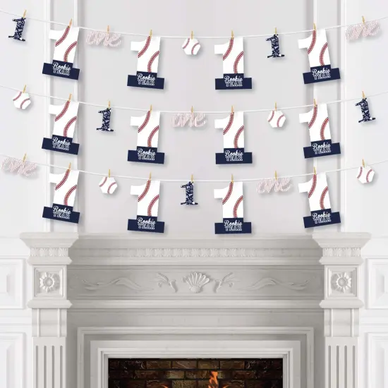 Big Dot of Happiness 1st Birthday Batter Up - Baseball - First Birthday Party DIY Decorations - Clothespin Garland Banner - 44 Pieces {4}