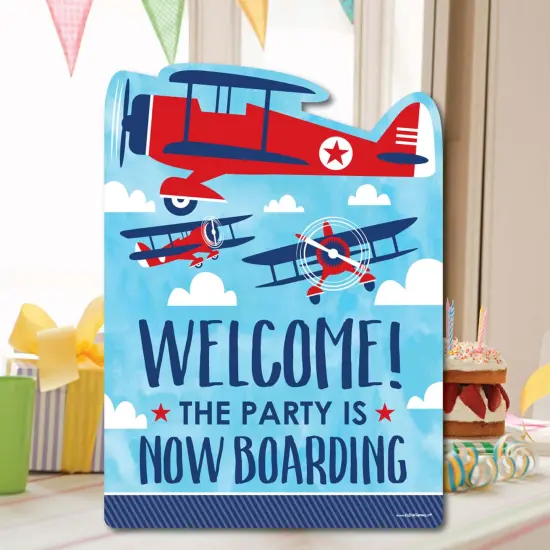 Big Dot of Happiness Taking Flight - Airplane - Party Decorations - Vintage Plane Baby Shower or Birthday Party Welcome Yard Sign {7}