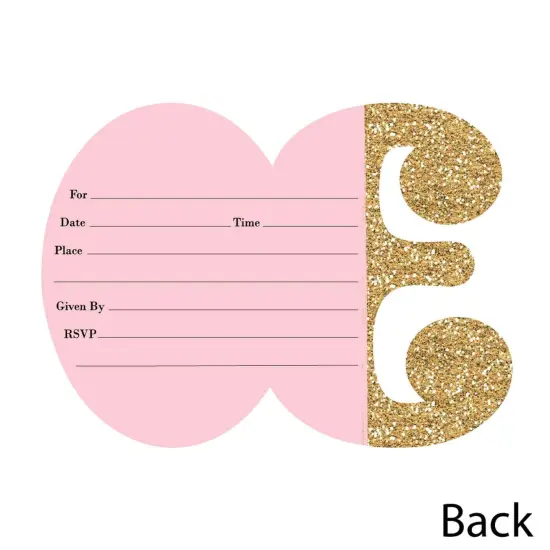 Big Dot of Happiness Chic 30th Birthday - Pink, Black and Gold - Shaped Fill-in Invites - Birthday Party Invitation Cards with Envelopes - Set of 12 {6}
