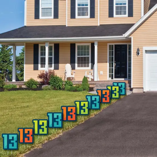 Big Dot of Happiness Boy 13th Birthday - Thirteen Shaped Lawn Decorations - Outdoor Official Teenager Birthday Party Yard Decorations - 10 Piece {4}