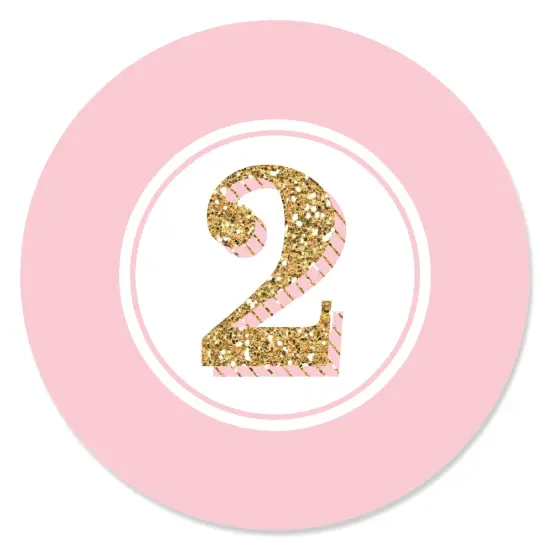 Big Dot of Happiness Two Much Fun - Girl - 2nd Birthday Party Circle Sticker Labels - 24 Count {1}