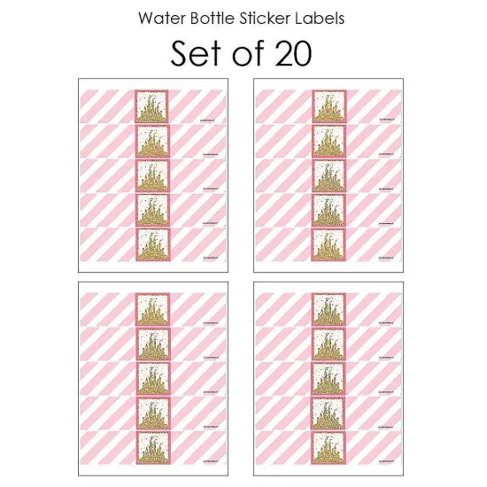 Big Dot of Happiness Little Princess Crown - Pink and Gold Princess Baby Shower or Birthday Party Water Bottle Sticker Labels - Set of 20 {4}