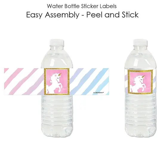 Big Dot of Happiness Rainbow Unicorn - Magical Unicorn Baby Shower or Birthday Party Water Bottle Sticker Labels - Set of 20 {3}