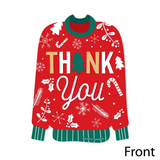 Big Dot of Happiness Christmas Pajamas - Shaped Thank You Cards - Holiday Plaid PJ Party Thank You Note Cards with Envelopes - Set of 12 {4}