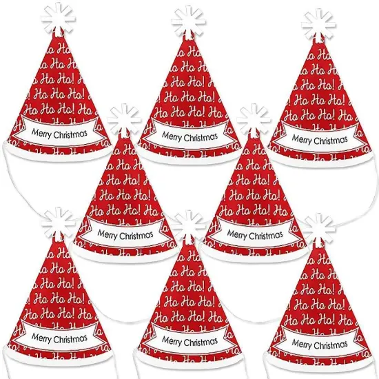 Big Dot of Happiness Jolly Santa Claus - Mini Cone Merry Christmas Party Hats - Small Little Party Hats - Set of 8 {1}