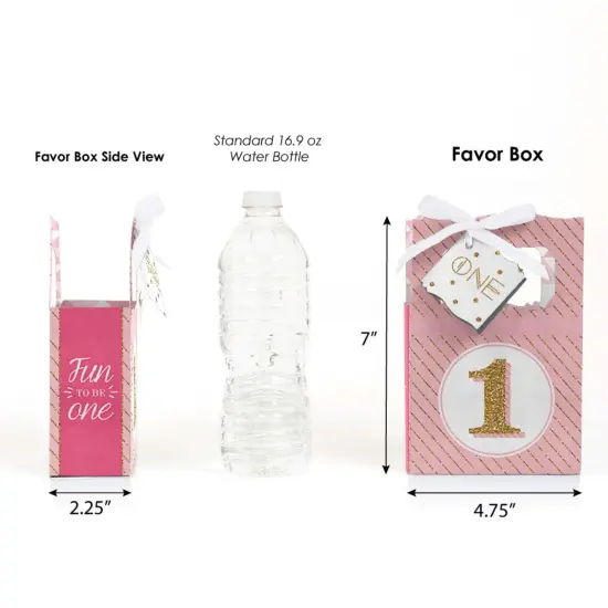 Big Dot of Happiness 1st Birthday Girl - Fun to be One - First Birthday Party Favor Boxes - Set of 12 {3}