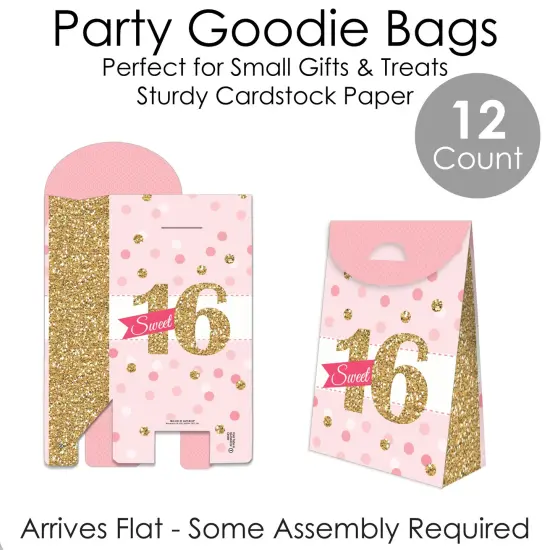 Big Dot of Happiness Sweet 16 - 16th Birthday Gift Favor Bags - Party Goodie Boxes - Set of 12 {7}