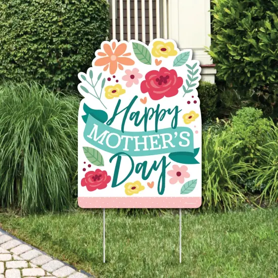 Big Dot of Happiness Colorful Floral Happy Mother's Day - Party Decorations - We Love Mom Party Welcome Yard Sign {1}