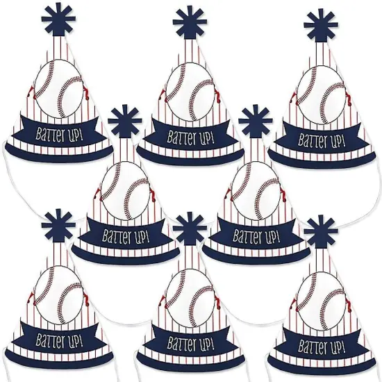Big Dot of Happiness Batter Up - Baseball - Mini Cone Baby Shower or Birthday Party Hats - Small Little Party Hats - Set of 8 {1}