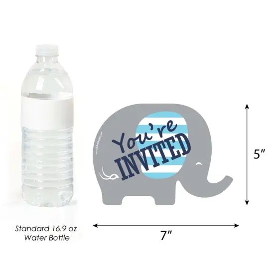 Big Dot of Happiness Blue Elephant - Shaped Fill-in Invitations - Boy Baby Shower or Birthday Party Invitation Cards with Envelopes - Set of 12 {6}
