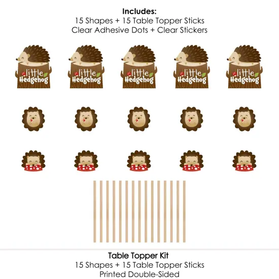 Big Dot of Happiness Forest Hedgehogs - Woodland Birthday Party or Baby Shower Centerpiece Sticks - Table Toppers - Set of 15 {7}